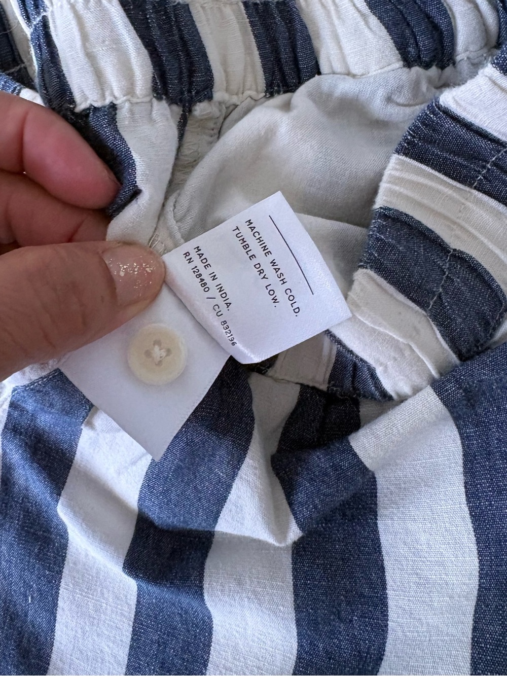 Pact Organic Cotton/Hemp Blend Shorts in the "Mariner Stripe" pattern size small - Picture 5 of 9